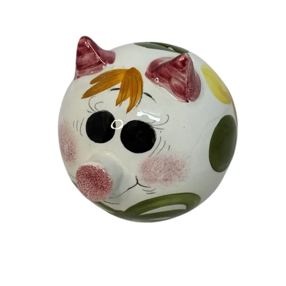 Vintage Quadrifoglio Ceramic Piggy Bank Whimsical Italy